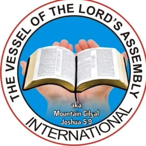 The Vessel of the Lord's Assembly International emblem: open hands holding a Bible